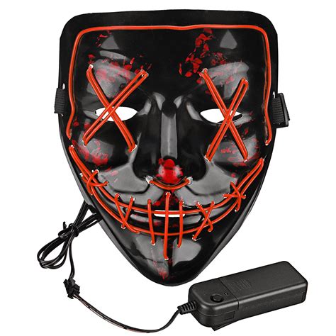 Halloween 4 Modes Led Light El Wire Mask Up Funny Mask The