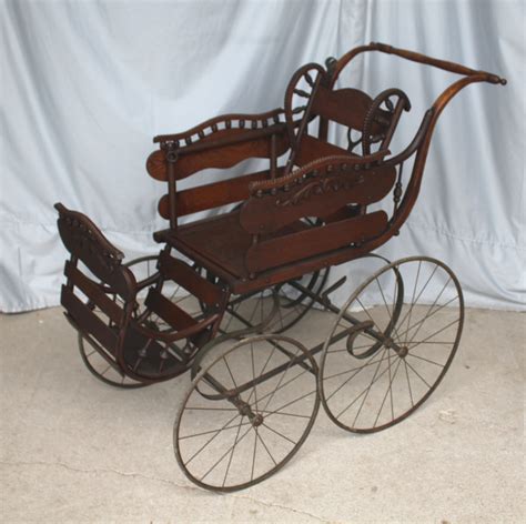Bargain Johns Antiques Antique Victorian Oak Baby Buggy Carriage