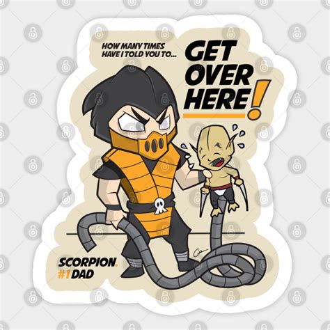 Get Over Here Scorpion And Baraka Scorpion Mortal Kombat Sticker