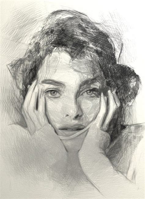 Custom Made Lady Pencil Portrait Sketch Personalised Hand Drawn