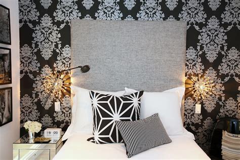 Black and white striped wallpaper for bedroom | online. Black and White Damask Wallpaper - Contemporary - bedroom ...