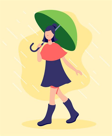 Girl Holding Umbrella Illustration 266850 Vector Art At Vecteezy