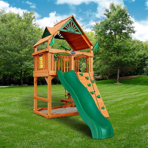 Gorilla Playsets Chateau Tower Wstandard Wood Roof Wooden Swing Set
