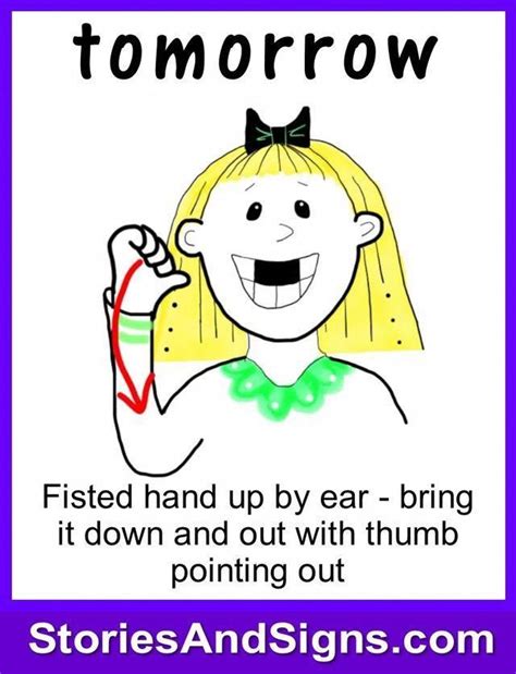 Tomorrow Signlanguage Asl Sign Language Sign Language For Kids