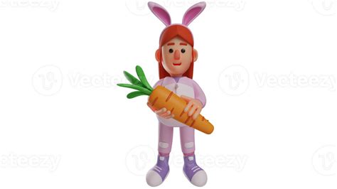 3d Illustration Cute Bunny Girl 3d Cartoon Character Bunny Girl With