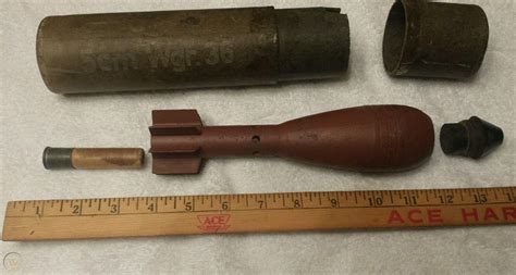 1938 1942 5cm Wgr 36 German Army Wehrmacht Mortar Shell And Carrying