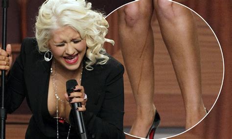 Christina Aguilera Reveals Fake Tan Streaks On Her Dirrty Legs At The Funeral Of Etta James