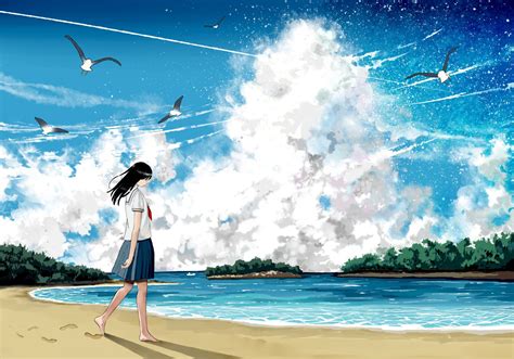 Download Anime Sea Wallpaper Top Background By Arobertson Anime
