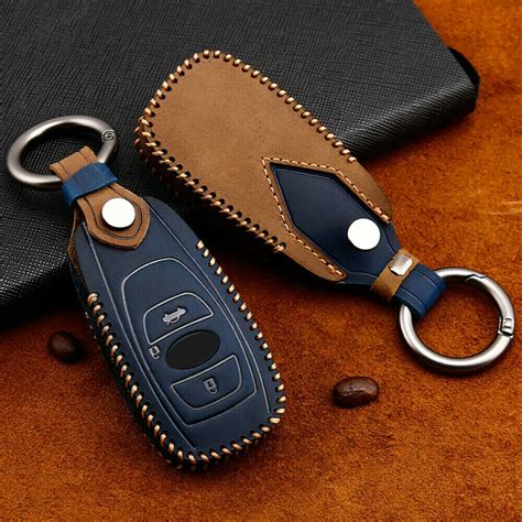 Leather Car Key Fob Case Cover Holder For Subaru Forester Legacy