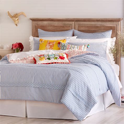 The Pioneer Woman Ticking Stripe Duvet Cover King Blue