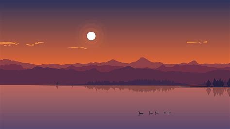 1024x600px Free Download Hd Wallpaper Vector Lake Duck