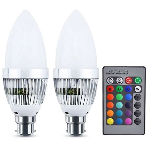 Rgb Colour Changing Led Light Bulb B22 Bayonet Dimmable With Ir Remote