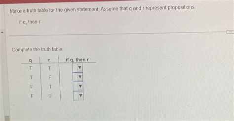 Solved Make A Truth Table For The Given Statement Assume That Q And