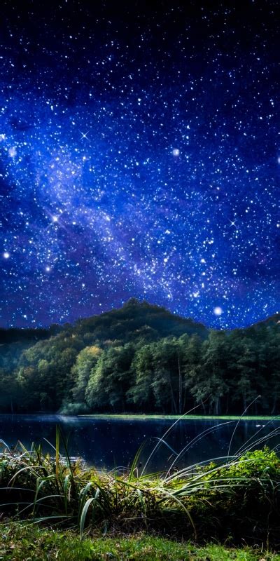 Earth Night Starry Sky Mountain Sky Stars Lake 1080x2160 Phone Hd