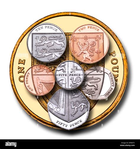 British Coinage All Coins Put Together To Form The Shield Found On