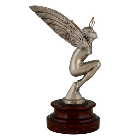 Art Deco Bronze Car Mascot Egyptian Winged Nude Deconamic