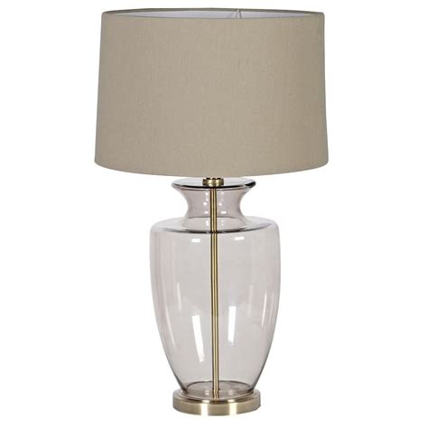 Vendi Shaped Smoked Glass Table Lamp Cp Lighting And Interiors