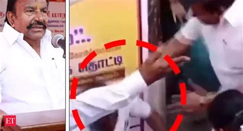 Dmk Tamil Nadu Dmk Minister Kn Nehru Slaps Councillor In Full Public View Video Goes Viral