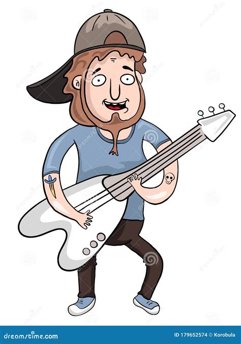 Cartoon Guitarist Of Rock And Roll Band Vector Illustration