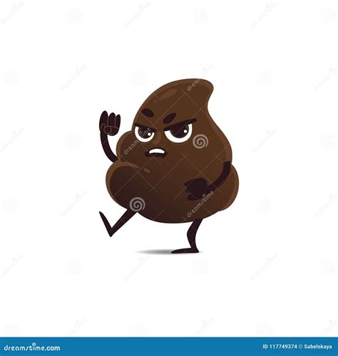 Vector Flat Angry Poop Stock Vector Illustration Of Design 117749374