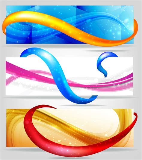 Abstract Colorful Banners With Curved Lines Design Vectors Graphic Art