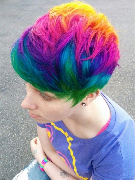 Short Rainbow Hair Short Rainbow Hair Rainbow Hair Color Men Hair Color