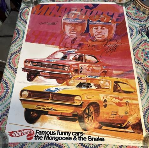 Hot Wheels Signed Mongoose And Snake Poster Original 1970 Ltd 288500