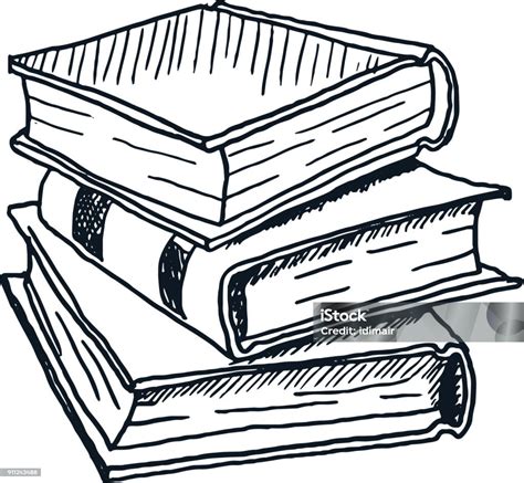 Hand Drawn Stack Of Books Vector Stock Illustration Download Image
