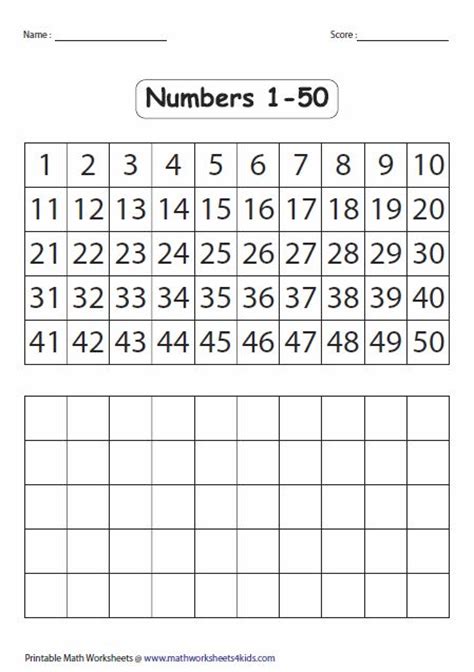 Fill In The Blank Number Chart 1 Free Worksheets Samples