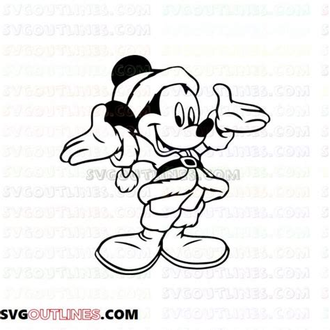 Mickey Mouse Santa Christmas Outline Svg Dxf Eps Pdf Png