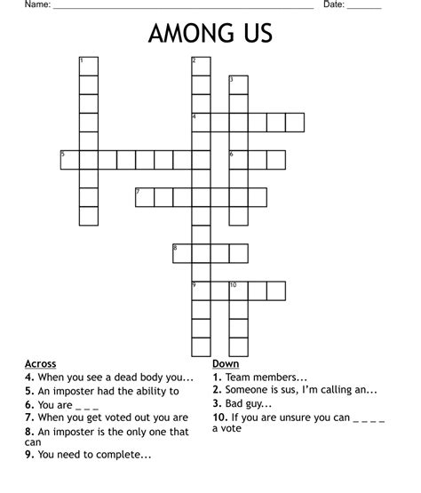 Among Us Word Search Printable