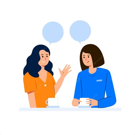 Premium Vector Happy Female Friends Talking While Having Coffee