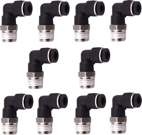 10 Pack Push To Connect Air Fittings 90 Degree Pneumatic
