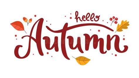 Autumn Lettering With Leaves Handwritten Brush Calligraphy