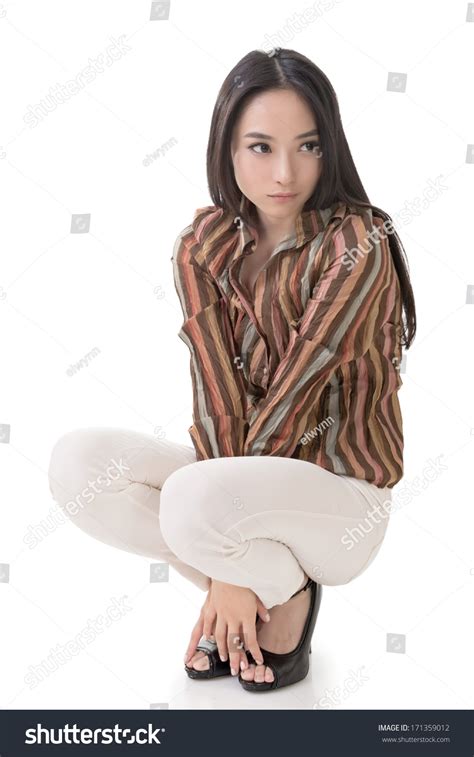 Squat Pose By Sexy Asian Beauty Stock Photo Shutterstock