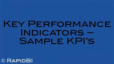 Key Performance Indicators Sample Kpi S