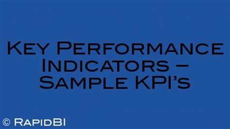 Key Performance Indicators Sample KPI S