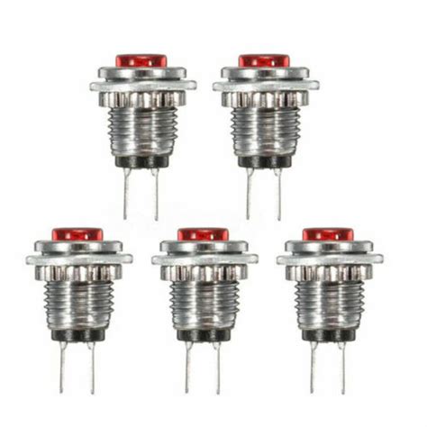 5x Red Ds 101 Micro Push Button Switch 8mm Mount Reset Momentary Cap