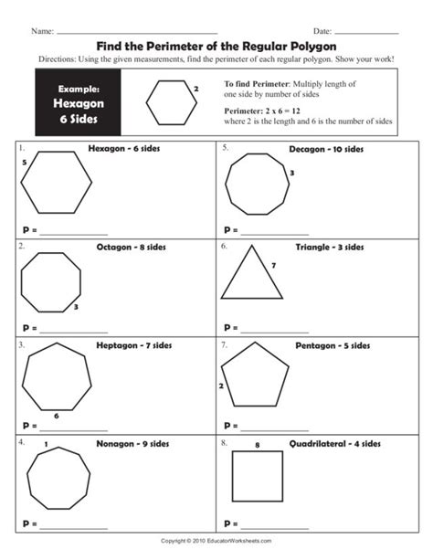 Regular Polygons Worksheets
