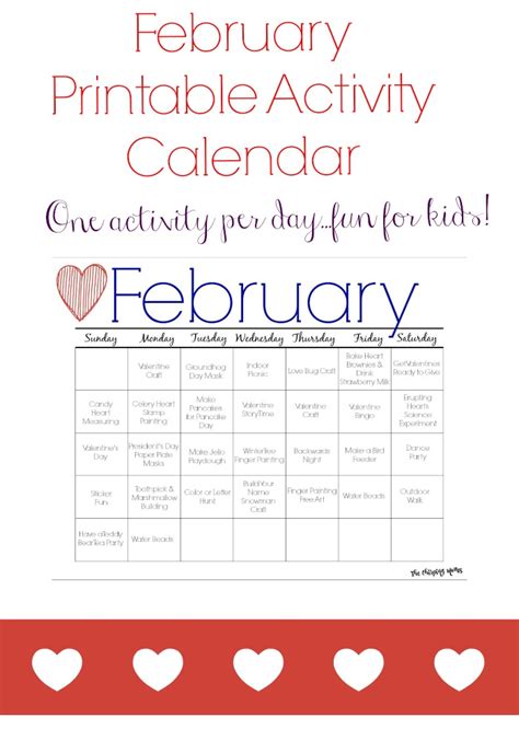 February Printable Activity Calendar For Kids The Chirping Moms