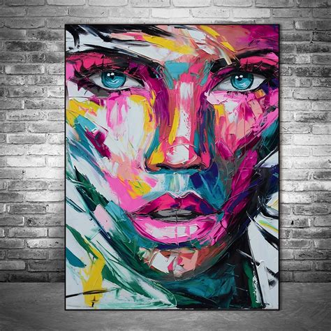 Banksy Abstract Art Paintings Colorful Womans Face Graffiti Prints On