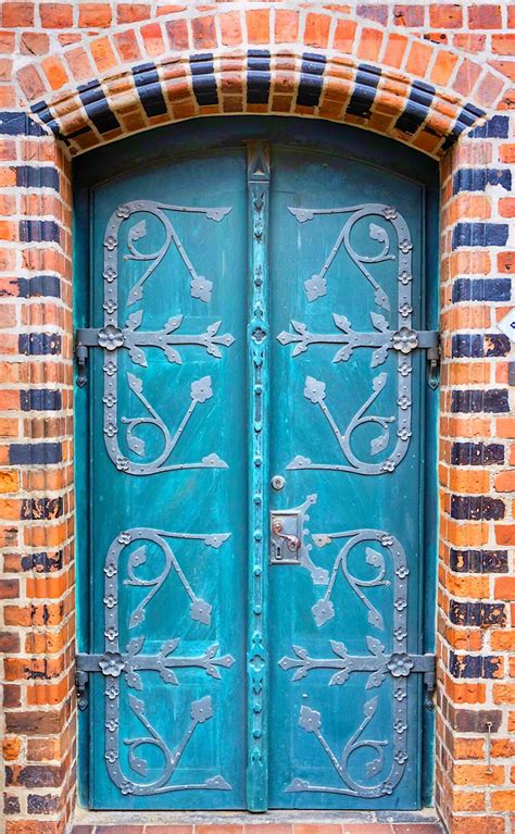 Colorful Turquoise Blue Doors In Lüneburg Lower Saxony Germany