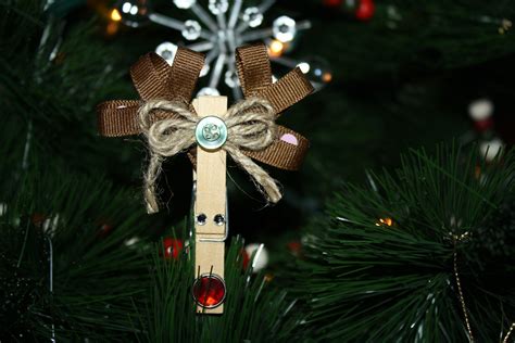 Reindeer Made Out Of A Clothespin Rhinestones Ribbon Twine And A