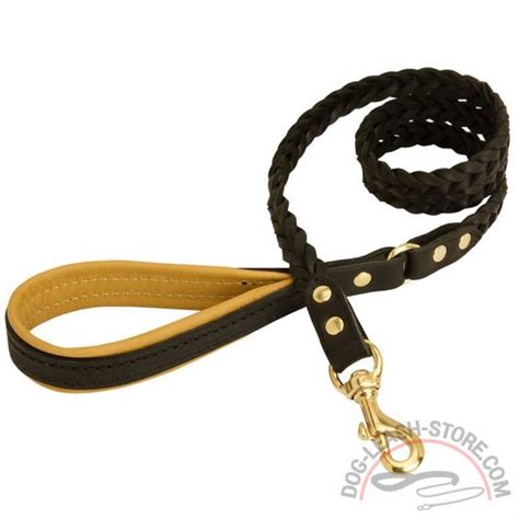 Buy Braided Leather Dog Leash Nappa Padded Handle