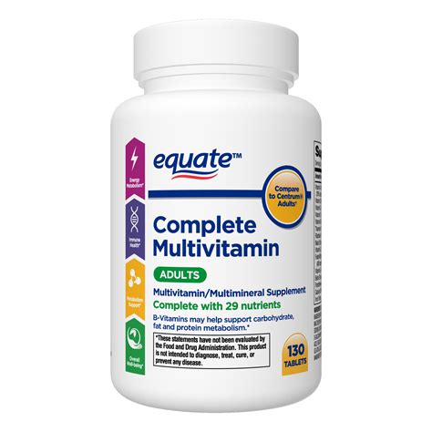 Equate Complete Multivitamin Tablets Adults 130 Count Walmart Com