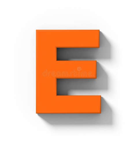 Letter E 3d Orange Isolated On White With Shadow Orthogonal Pr Stock
