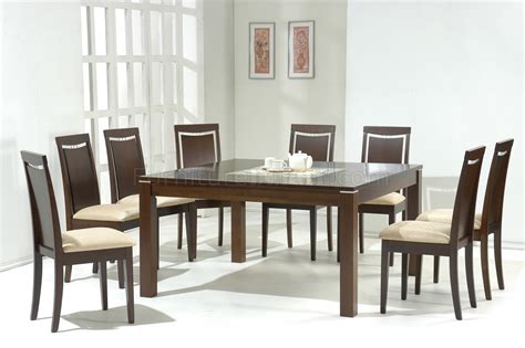 Dark Walnut Modern Dining Table Wglass Inlay And Optional