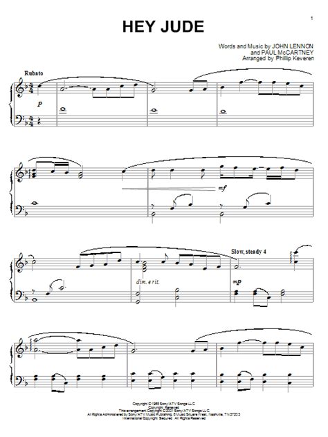 We give you 1 pages music notes partial preview, in order to continue read the entire hey jude easy piano sheet music you need to signup, download music sheet notes in pdf format also available for offline reading. Hey Jude Sheet Music | The Beatles | Piano Solo