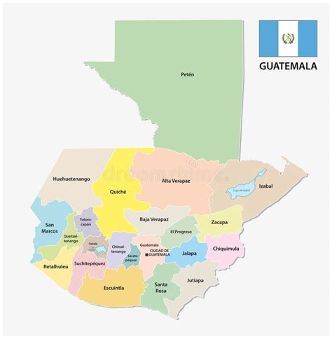 Mapa Administrativo Da Guatemala Com Bandeira E Localização No Mundo