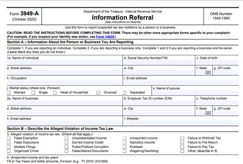 Irs Form 3949a Information Referral Forms Docs 2023